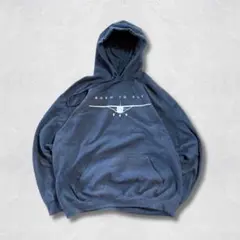 GILDAN パーカー XL グレー 飛行機プリント BORN TO FLYのサムネイル
