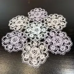 タティングレース ドイリー スクエア レース編み ハンドメイド 19×19cm 