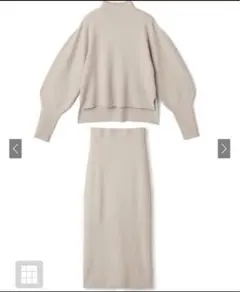 マトンスリーブトップススカートニットセットアップ　ベージュ GRL rut737