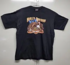 ハーレー系　バイカーT 鷲 星条旗 黒 XL Ｔシャツ
