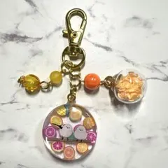 6988☆ シマエナガ　キーホルダー　チャーム　レジン　ハンドメイド