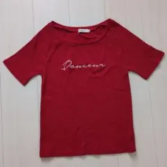 earth music&ecology 半袖リブTシャツ レッド Mのサムネイル