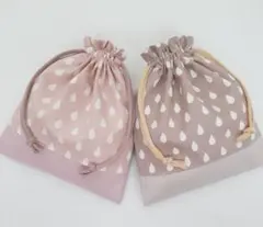 【KS-35】 ハンドメイド 巾着袋 コップ袋 給食袋入園入学 しずく 2点