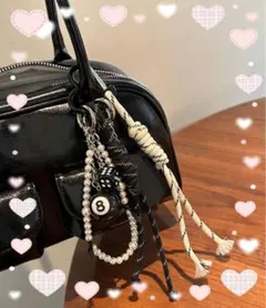 流行り！！じゃらじゃらキーホルダー キーホルダー チャーム ハート鏡×黒