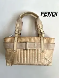 FENDI FF ZUCCA NYLON LEATHER HAND BAG
