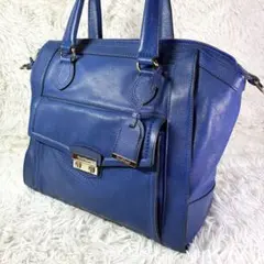 【美品✨】コールハーン トートバッグ ハンドバッグ レザーブルー チャーム