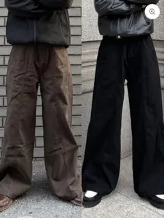 ワイドデニムパンツ　ブラック