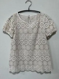 ボンメルスリー　刺繍レース半袖ブラウス　Tシャツ　トップス　36のサムネイル