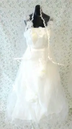 美品❤ウエディングドレス❤　M　チュール　✨ベール付き　結婚式　前撮り　二次会