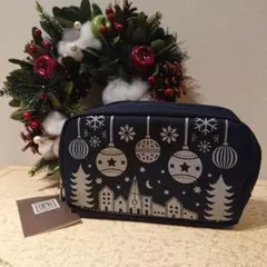 紀伊国屋 KINOKUNIYA クリスマスデザインポーチ 紺 ウインタースイーツ