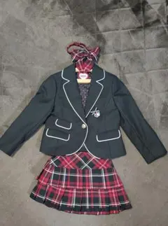 キッズ フォーマル服 セット 黒と赤のチェック