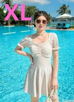 ワンピース水着 レディース 花柄 オールインワン ビスチェビキニ XL