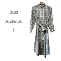 Andemiu チェック柄 シャツワンピース ロングワンピース 2way F