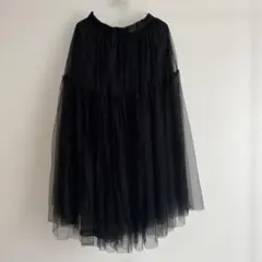 GRL♡ブラック チュールフレアスカート