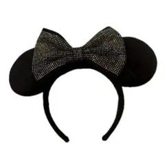 ディズニー ミニー カチューシャ スパンコール リボン ブラック