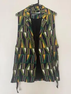 ZARA幾何学模様 ノースリーブベスト 多色M