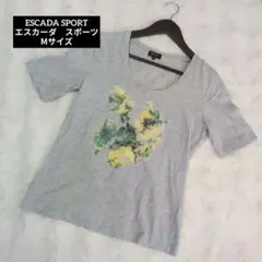 訳あり ESCADA SPORT ボタニカル柄 半袖 Tシャツ グレー Mのサムネイル