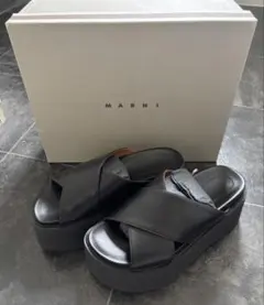 美品】MARNI マルニ フスベット レザーサンダル ブラック 37 箱付き