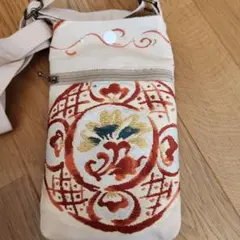 ハンドメイド帯リメイク刺繍デザイン スマホショルダーバッグ