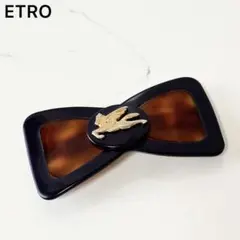 良品✨エトロ バレッタ リボン ペガサス ロゴ べっ甲風 ヘアアクセ レディースのサムネイル