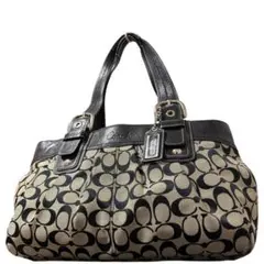 美品✨コーチ　トートバッグ　キャンバス　シグネチャー　ブラック　y2k A4可能