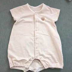 クマ柄ストライプロンパース 70サイズ