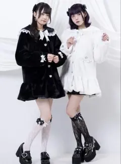 MARS イモちゃん コラボ ビジュー付フレアロングコート black - メルカリ