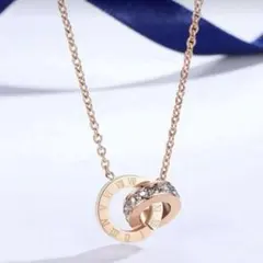 ネックレス ローズゴールド リング キュービックジルコニア