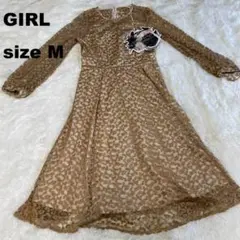 【新品未使用】ガール　総刺繍ロング長袖ワンピース　総レース　ドレス(1041)