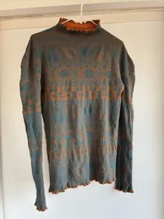 タートルネック　ニット　リバーシブル　レース　美品