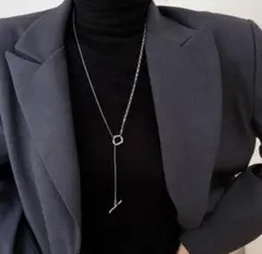 ネックレス マンテルネックレス チョーカー ラリエット 新品 調節可能 シルバー