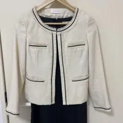 アイボリー ツイード風ジャケット ワンピースセット