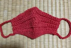ハンドメイド　かぎ針編み　子ども用マスクカバー　レッド