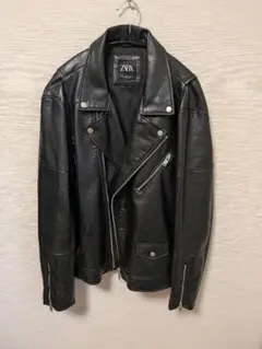 ZARA ブラック レザーダブルライダースジャケット