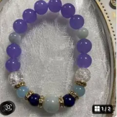 期間限定SALE 開運来福 ✨✨アクアマリン＆ラピス＆ラベンダー翡翠ブレスレット