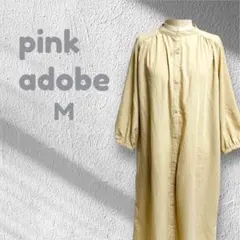 ピンクアドベ pink adobe ワンピース バンドカラー ベージュ M