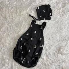 オーガニックズー　ミッドナイトサロペットセット　ボンネット