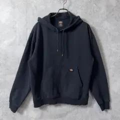 ディッキーズ スウェット パーカープルオーバー ワンポイントロゴ 黒 L 古着