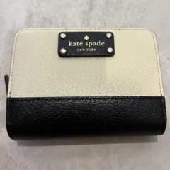 kate spade 二つ折り財布 ホワイト/ブラック/オレンジ