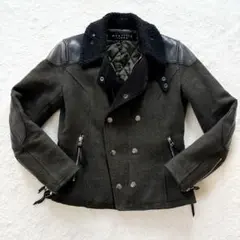 maxfritz ウールジャケット　キルティング　レザー　牛革　アンゴラ　S