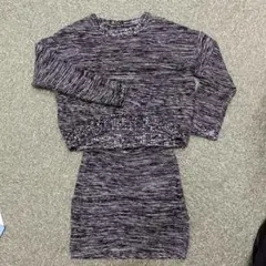 ニット セットアップ クロップドセーターとスカート