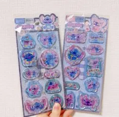 2枚セット　可愛い　スティッチ　ウォーターシール　水シール交換　手帳　ディズニー