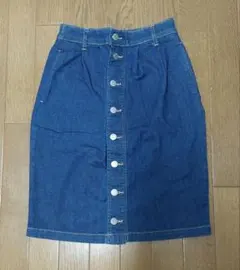 ジーンズ　前ボタン　タイトスカート