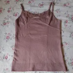 ONE　AFTER　ANOTHER　レース付きピンクキャミソール