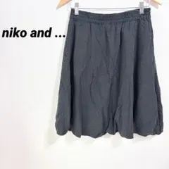 300 ニコアンド　バルーン・フレアスカート　ひざ丈　膝丈　ドット　黒紺白　春夏