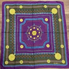 CELINE 幾何学模様 スカーフ　紫