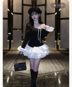 darich デザインネックリボンミニワンピース