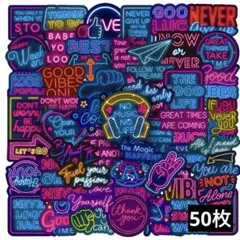 A6　ステッカー　お裾分け　フレークシール　海外　防水　韓国　ネオンカラー　英語