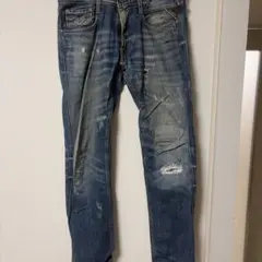 REPLAY ダメージ加工 ブルーデニム スリムフィット