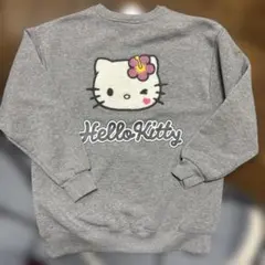 Hello Kitty 裏起毛スウェット トレーナー　サガラ刺繍　グレー